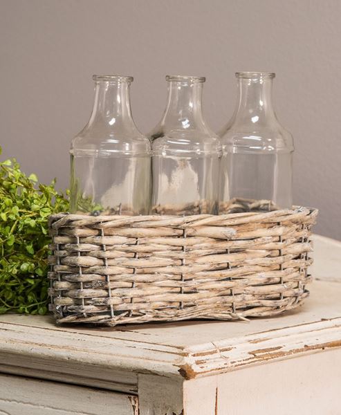 Picture of Three Large Bottles in Wicker Basket