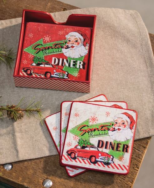 Santa's Diner Coaster Set