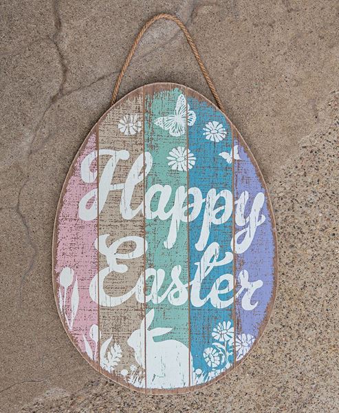 Happy Easter Wooden Egg Wall Art
