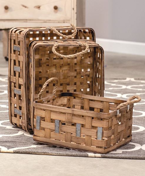 Picture of Woven Baskets w/Metal Weave, 3/set