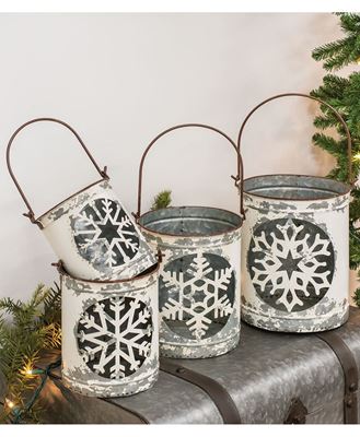 Distressed Chunky Wooden Snowflake Sitters, 3/Set