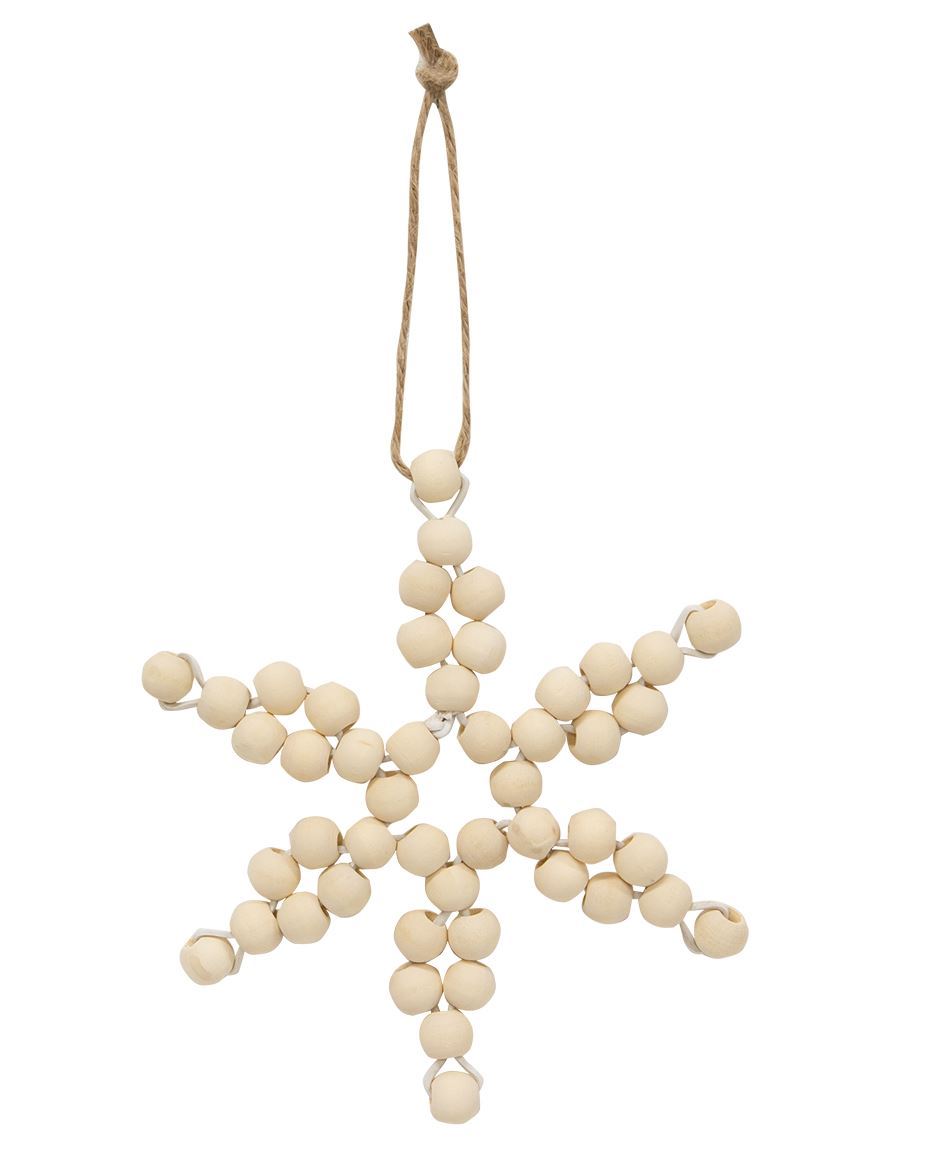 Col House Designs - Retail Wood Bead Snowflake Ornament, 2/Set