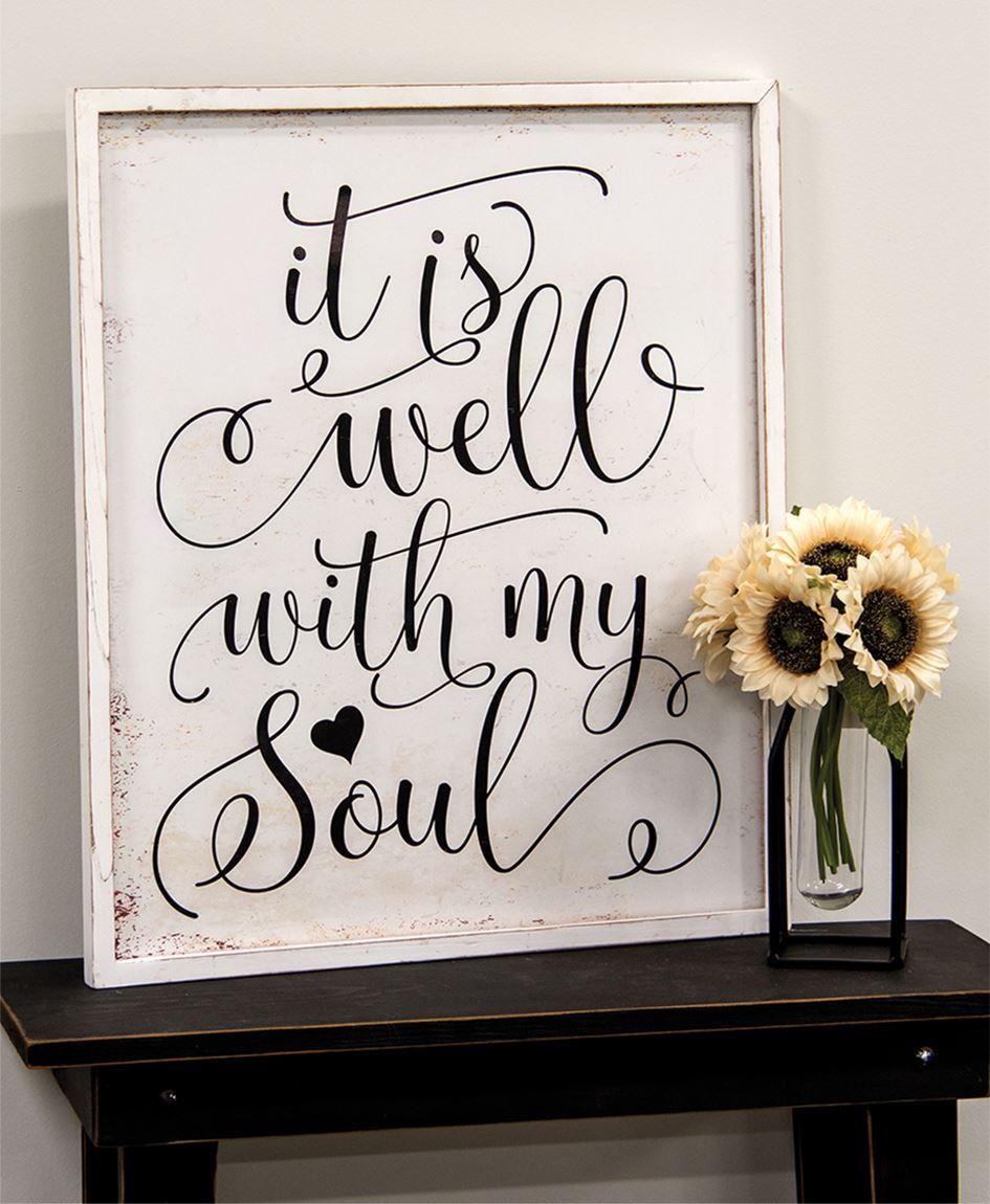 Col House Designs Wholesale| It Is Well With My Soul Distressed Framed  Sign