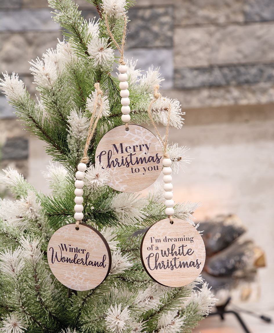 Col House Designs - Retail Wood Bead Snowflake Ornament, 2/Set