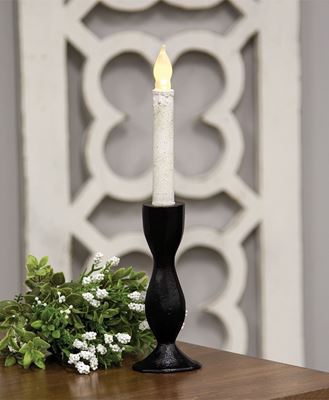 Picture of Carved Look Hourglass Black Iron Taper Holder, 6.25"