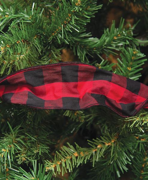 Picture of Wired Black & Red Buffalo Check Ribbon, 3" x 9 Yds