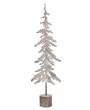 Picture of White Washed Metal Christmas Tree w/Birch Wrapped Base - 24"H