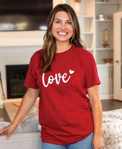 Picture of Love Heart T-Shirt, Antique Cherry Red XXL