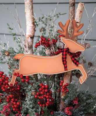 Picture of Reindeer w/Buffalo Check Scarf Planter Stake Topper