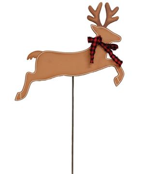 Picture of Reindeer w/Buffalo Check Scarf Planter Stake Topper