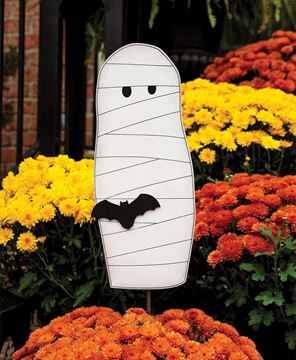 Picture of Wooden Mummy & Bat Planter Stake Topper