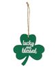 Picture of Lucky and Blessed Wooden Shamrock Ornament