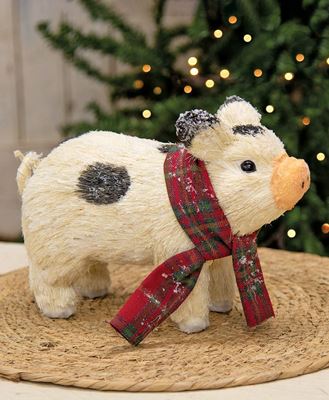 Picture of Winter Frosted Sisal Farmhouse Pig