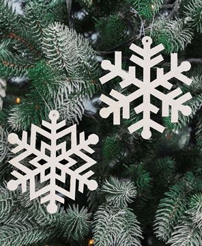 Picture of Wooden Glitter Snowflake Ornament, 6.5", 2 Asstd.