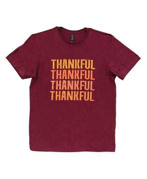 Picture of Orange & Plaid Thankful T-Shirt, XXL - Maroon