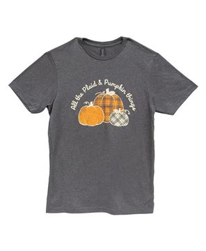 Picture of All the Plaid & Pumpkin Things T-Shirt - Heather Dark Gray