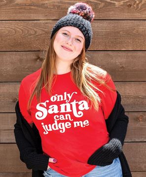 Picture of Only Santa Can Judge Me T-Shirt - Red