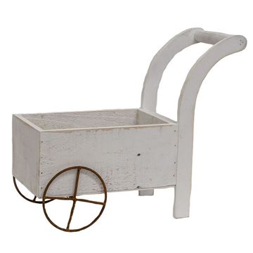 Picture of Distressed White Wooden Garden Cart Planter