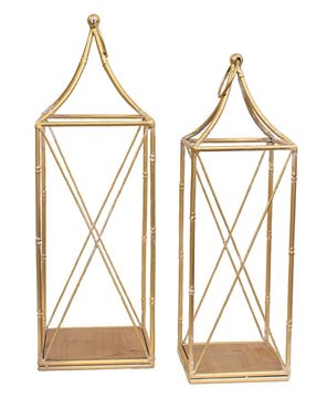 Picture of Distressed Golden Metal Open Air Lanterns, 2/Set