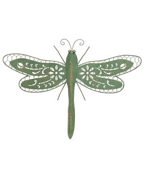 Picture of Distressed Green Metal Wall Dragonfly