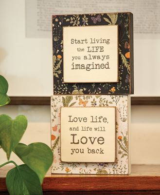 Picture of Love Life Layered Floral Box Sign, 2 Asstd.