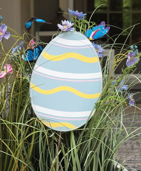 Picture of Glittered Blue Easter Egg Accent/Planter Stake