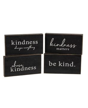 Picture of Kindness Sentiment Distressed Wooden Block, 4 Asstd.