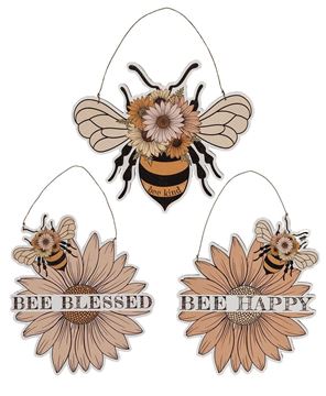 Picture of Blessed Bee Flower Wooden Hanger, 3 Asstd.