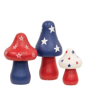 Picture of Wooden Americana Mushroom Sitters, 3/Set