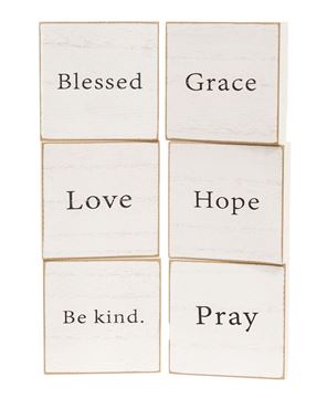 Picture of Inspirational Faith Word White Wooden Square Block, 6 Asstd.