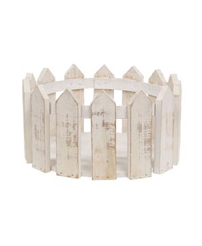 Picture of Distressed White Wooden Picket Jar Candle Holder, 9.5"