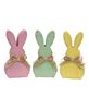 Picture of Distressed Chunky Wooden Pastel Bunny Sitter w/Raffia Bow, 3 Asstd.