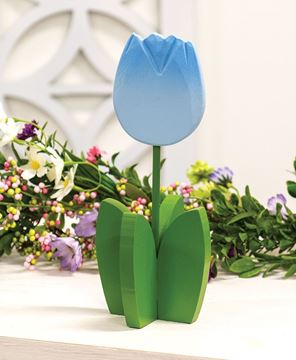 Picture of Blue Wooden Dimensional Tulip Sitter