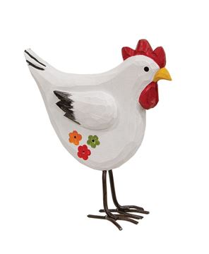 Picture of Standing Wooden Chicken with Handpainted Flowers