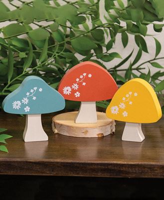 Picture of Mini Chunky Floral Mushroom Sitters, 3/Set