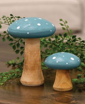 Picture of White Dotted Blue Wood Mushrooms, 2/Set