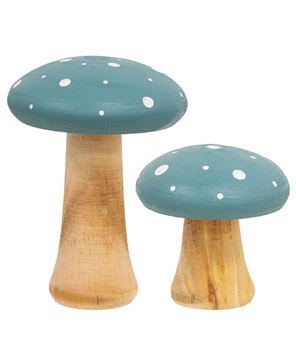 Picture of White Dotted Blue Wood Mushrooms, 2/Set