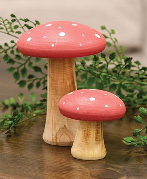 Picture of White Dotted Coral Wood Mushrooms, 2/Set