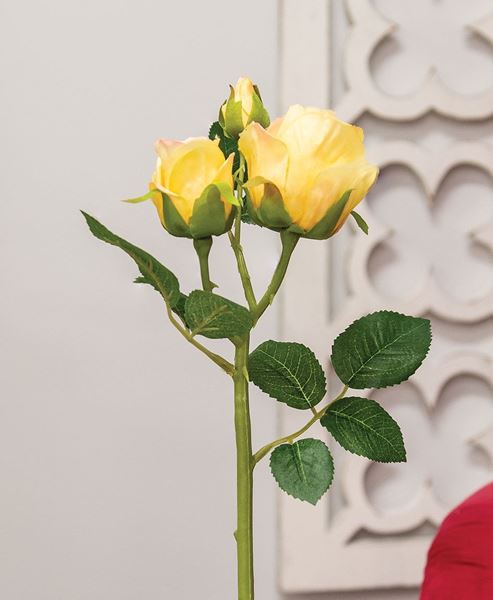 Picture of Blooming Soft Yellow Roses Pick, 17"