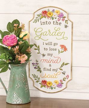 Picture of Into the Garden Embossed Floral Metal Sign