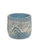 Picture of Distressed Blue Aztec Embossed Cement Planter