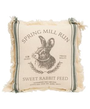 Picture of Sweet Rabbit Run Slate Feed Sack Striped Pillow, 10"