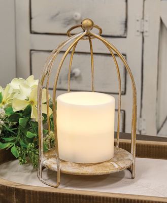 Picture of Distressed Golden Birdcage Lantern