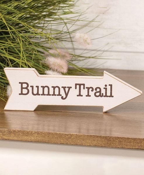 Picture of Distressed Wood Bunny Trail Arrow Block Sign