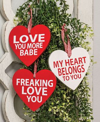 Picture of Love You More Wooden Heart Ornament, 3 Asstd.