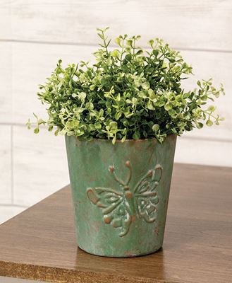 Picture of Green Copper Finish Butterfly Embossed Planter