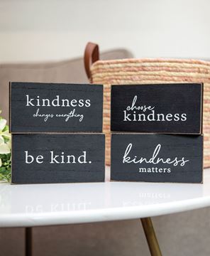 Picture of Kindness Sentiment Distressed Wooden Block, 4 Asstd.