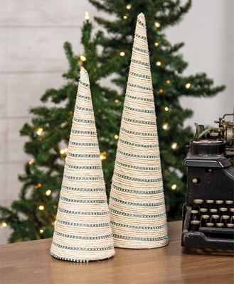 Picture of Diamond Wrapped Ivory Jute Cone Tree, 18"