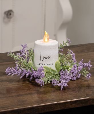 Picture of Delicate Lilac Astilbe & Lace Candle Ring, 2"