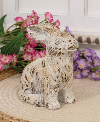 Picture of Distressed Carved Look Cement Sitting Bunny